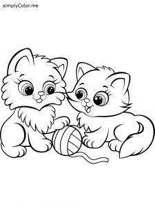 2 Cute kitten coloring page