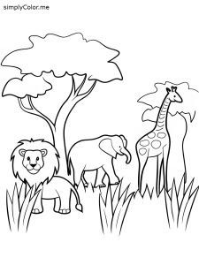African animals coloring page, bold and easy African animals coloring page