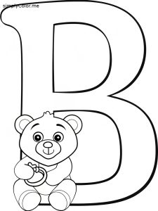 B is for bear coloring page
