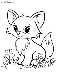 Baby fox coloring page