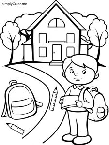 Back to school coloring page, bold and easy Back to school coloring page