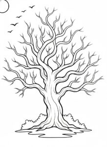 Bare tree coloring page