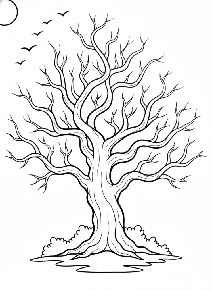 Bare tree coloring page