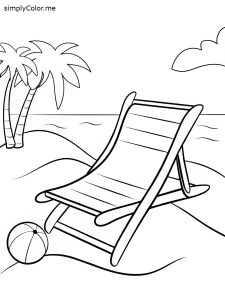 Beach chair coloring page, bold and easy Beach chair coloring page