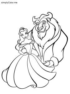 Beauty and beast coloring page, bold and easy Beauty and beast coloring page