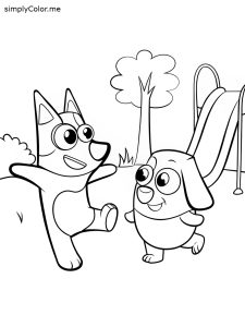 Bluey and bingo coloring page