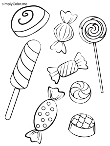 Candy coloring book pages, bold and easy Candy coloring book pages
