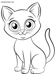 Cat coloring page printable, bold and easy Cat coloring page printable