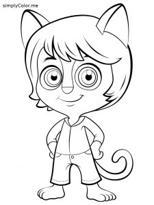 Catboy coloring page, bold and easy Catboy coloring page
