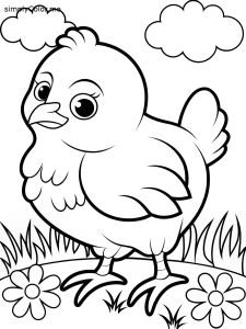 Chicken coloring page, bold and easy Chicken coloring page