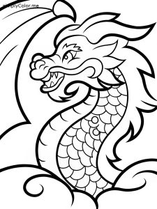 Chinese dragon coloring page, bold and easy Chinese dragon coloring page