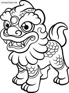 Chinese lion coloring page