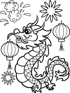 Chinese new year dragon coloring page, bold and easy Chinese new year dragon coloring page