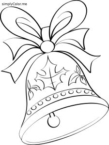 Christmas bell coloring page, bold and easy Christmas bell coloring page