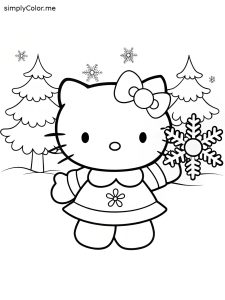 Christmas hello kitty coloring page