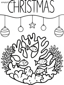 Christmas reef coloring pages with word, bold and easy Christmas reef coloring pages with word