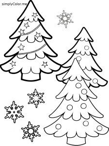 Christmas trees coloring page, bold and easy Christmas trees coloring page