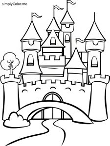 Cinderella castle coloring page, bold and easy Cinderella castle coloring page