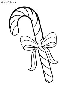 Color page candy cane, bold and easy Color page candy cane