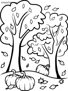 Color pages fall, bold and easy Color pages fall