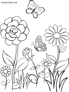 Coloring garden pages, bold and easy Coloring garden pages