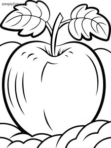 Coloring page apple, bold and easy Coloring page apple