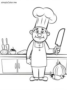 Coloring page chef, bold and easy Coloring page chef