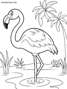 Coloring page flamingo, bold and easy Coloring page flamingo