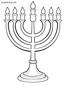 Coloring page of Menorah, bold and easy Coloring page of Menorah