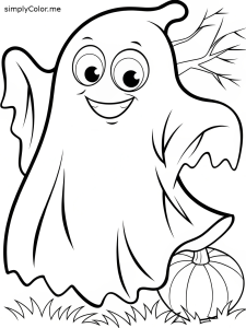 Coloring page of a ghost, bold and easy Coloring page of a ghost