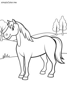 Coloring page of a horse, bold and easy Coloring page of a horse