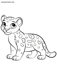 Coloring page of leopard, bold and easy Coloring page of leopard