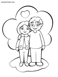 Coloring page of mom and dad