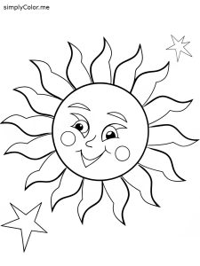 Coloring page of the sun