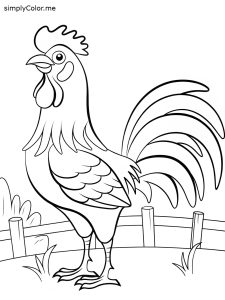 Coloring page rooster, bold and easy Coloring page rooster
