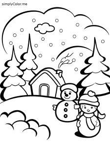 Coloring page winter, bold and easy Coloring page winter