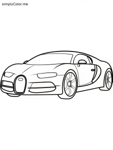 Coloring pages bugatti chiron black and white outline