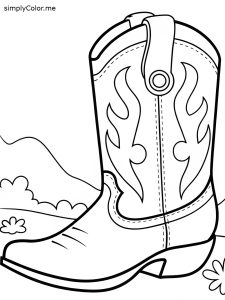 Cowboy boot coloring page, bold and easy Cowboy boot coloring page
