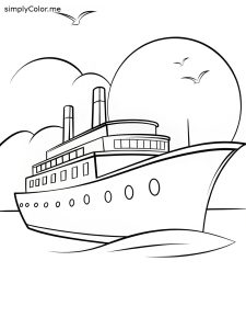 Cruise ship coloring page, bold and easy Cruise ship coloring page