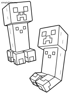 Cut minecraft creeper coloring pages for kids