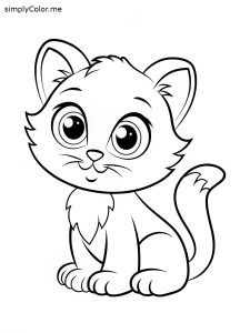 Cute cat coloring page