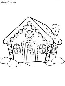 Easy gingerbread house coloring page
