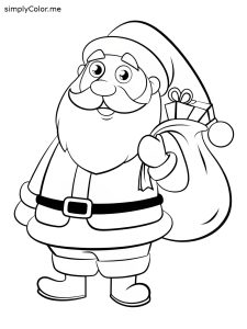 Easy santa coloring page, bold and easy Easy santa coloring page