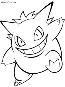 Gengar pokemon coloring page, bold and easy Gengar pokemon coloring page