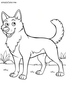 German shepherd coloring page, bold and easy German shepherd coloring page