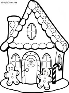 Gingerbread house coloring page for kids