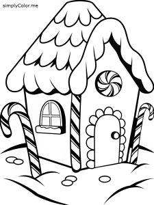 Gingerbread house coloring page printable