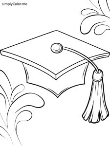 Graduation cap color page, bold and easy Graduation cap color page