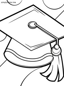 Graduation hat coloring page