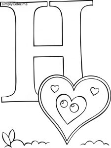 H is for heart coloring page